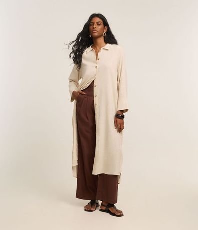 Vestido Reto Chemise en Viscolino con Manga 7/8 2