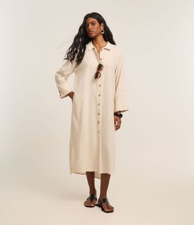 Vestido Reto Chemise en Viscolino con Manga 7/8 5