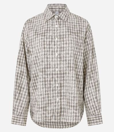 Camisa Slim de Cuadros Lavado en Tricolina 4