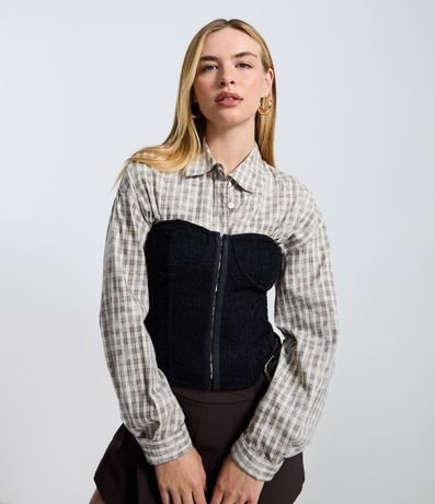 Camisa Slim de Cuadros Lavado en Tricolina