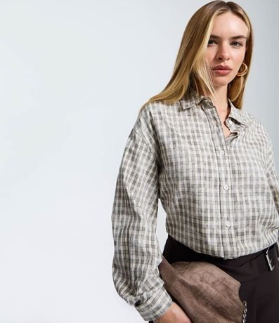 Camisa Slim de Cuadros Lavado en Tricolina 3