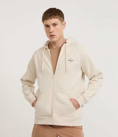 Saco en Algodón con Felpa y Estampa Lettering