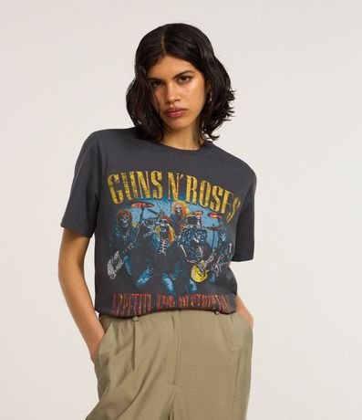 Remera Alargada en Algodón con Estampa Guns N' Roses 1