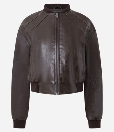 Campera Bomber en PU con Cuello Alto 7