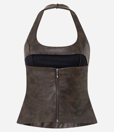 Blusa Frente Única en PU con Efecto Manchado 7