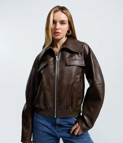 Campera Bomber en PU con Efecto Manchado 2