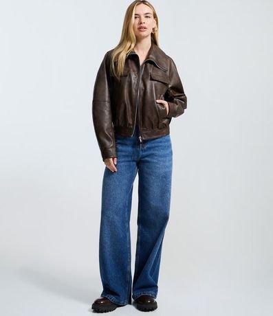 Campera Bomber en PU con Efecto Manchado 3