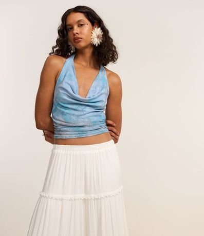 Pollera Long Midi en Viscosa con Volados y Textura 2