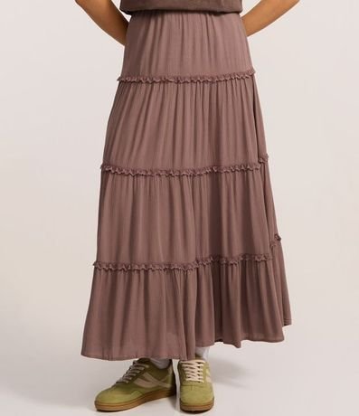 Pollera Long Midi en Viscosa con Volados y Textura 3