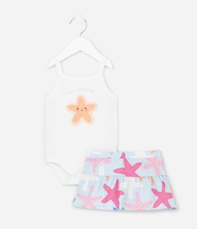 Conjunto Infantil en Cotton con Estampa de Estrella - Talle 0 a 18 Meses