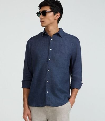 Camisa Comfort en Lino Puro con Cuello inglés