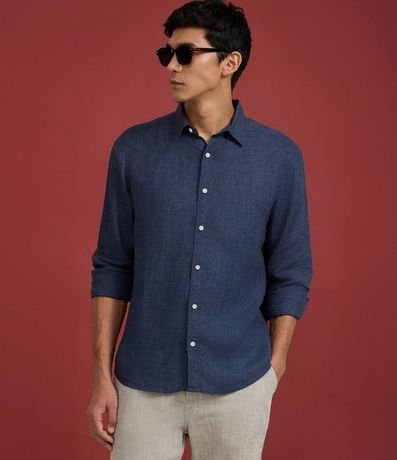 Camisa Comfort en Lino Puro con Cuello inglés 3