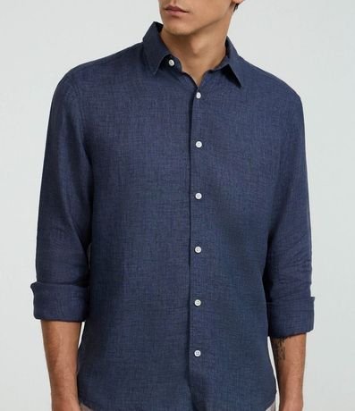 Camisa Comfort en Lino Puro con Cuello inglés 4