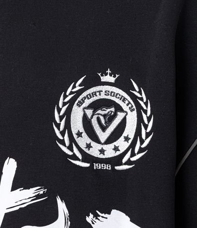 Saco Algodón con Felpa Estampado Lettering Japonés y Bordado 2