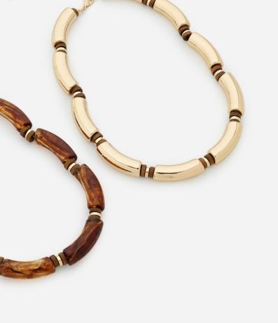 Colar Capas con Tubitos en Resina Bicolor