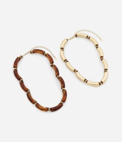 Colar Capas con Tubitos en Resina Bicolor 2