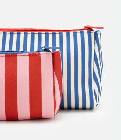 Kit 03 Neceseres con Tamaños Diversos con Rayas Contrastantes 4