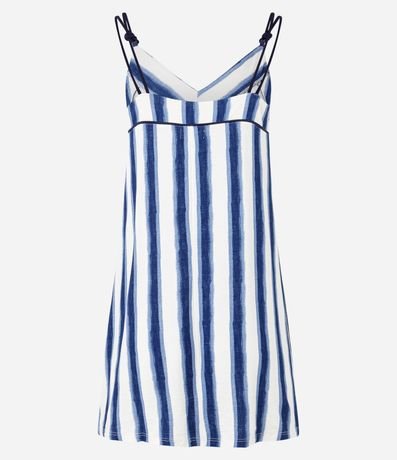 Camisón en Viscosa con Estampa Rayada y Bretel de Cuerda 5