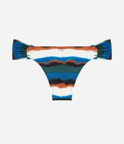 Bikini Bombacha Lateral Drapeada en Microfibra con Estampa de Rayas Aquareladas 6