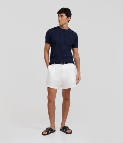 Remera Regular en Algodón con Textura y Efecto Punto 2