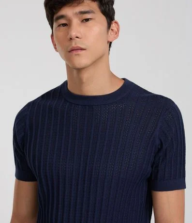 Remera Regular en Algodón con Textura y Efecto Punto 4