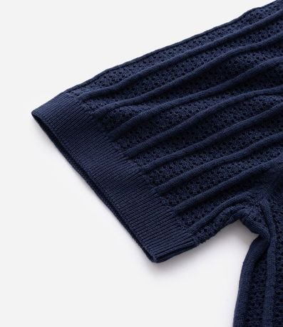 Remera Regular en Algodón con Textura y Efecto Punto 8