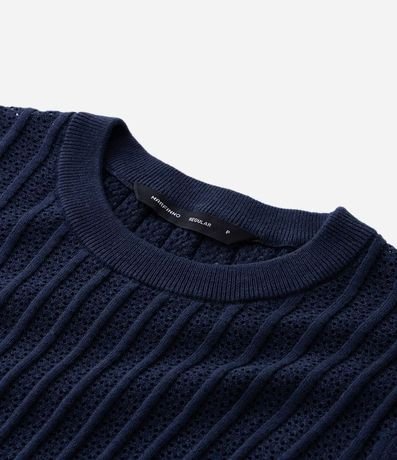 Remera Regular en Algodón con Textura y Efecto Punto 10