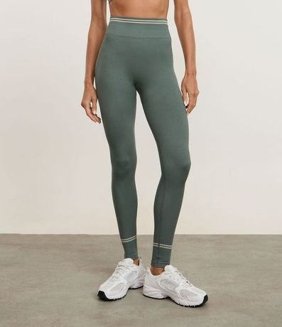 Pantalón Legging Deportiva Seamless con Rayas en la Cintura Baja 2