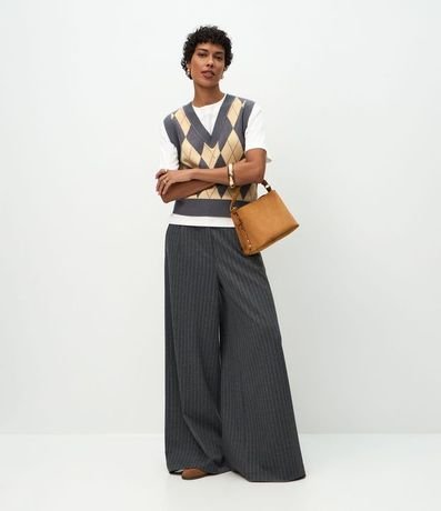 Pantalón Pantalona en Modal con Raya de Tiza