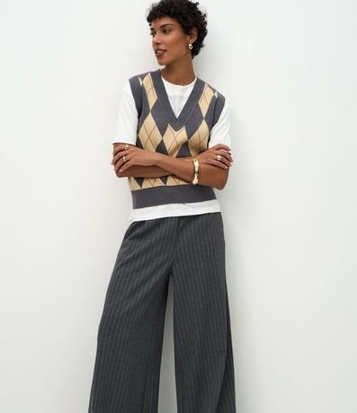 Pantalón Pantalona en Modal con Raya de Tiza 2