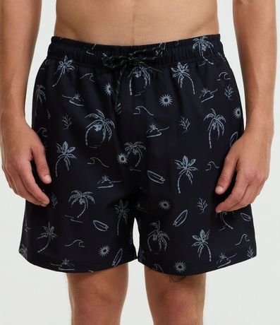 Bermuda de Playera con Estampa de Palmeras y Olas 2