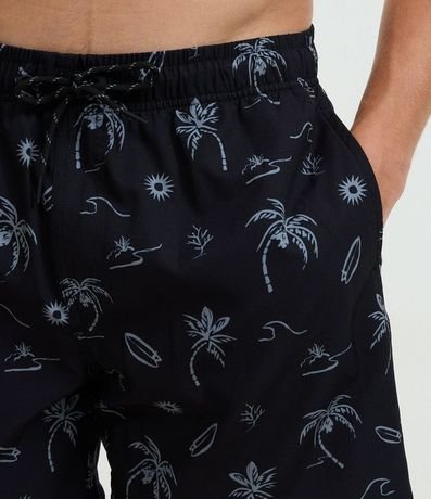 Bermuda de Playera con Estampa de Palmeras y Olas 3