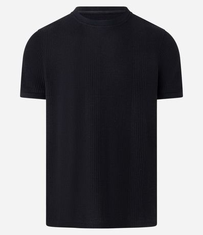 Remera Regular con Cuello Redondo y Textura Vertical