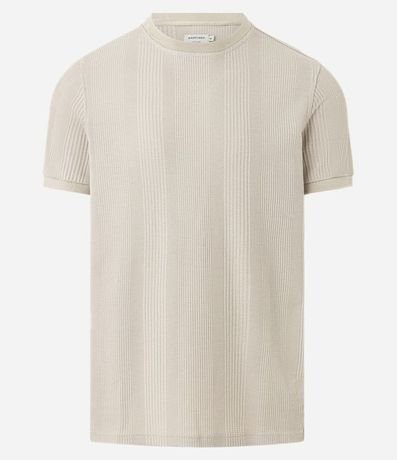 Remera Regular con Cuello Redondo y Textura Vertical