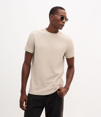 Remera Regular con Cuello Redondo y Textura Vertical