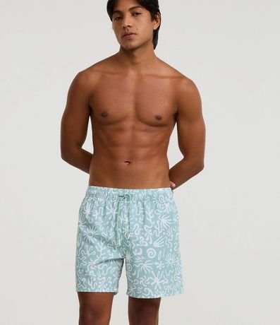 Bermuda de Baño en Microfibra con Estampa Abstracta Organica