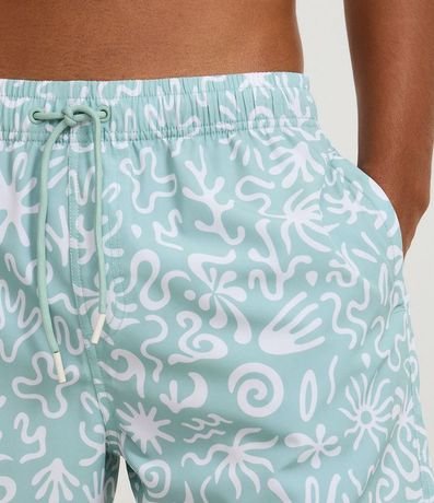 Bermuda de Baño en Microfibra con Estampa Abstracta Organica 3