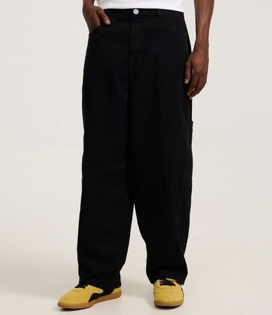 Pantalón Skater en Sarga con Recortes Deslocados y Bolsillos Grandes 2