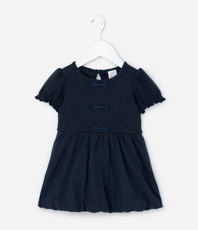 Vestido Infantil Balonê con Aplicación de Lacitos - Talle 0 a 18 Meses