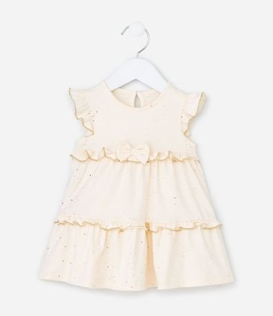 Vestido Infantil con Volados y Aplicación de Brillos - Talle 0 a 18 meses