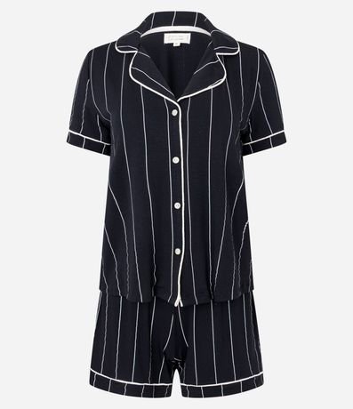 Pijama Short Doll en Viscolycra Rayada con Bieses Contrastantes 6