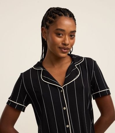 Pijama Short Doll en Viscolycra Rayada con Bieses Contrastantes 3