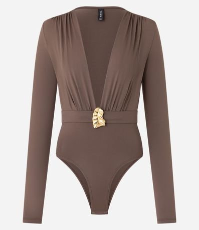 Body con Escote Profundo y Ribete Aplicado