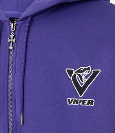 Saco en Algodón con Felpa Aberto con Ziper e Estampa Lettering Viper Chaos 8