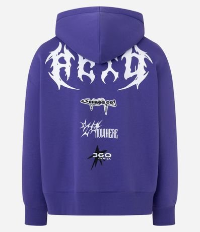 Saco en Algodón con Felpa Aberto con Ziper e Estampa Lettering Viper Chaos 9