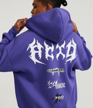 Saco en Algodón con Felpa Aberto con Ziper e Estampa Lettering Viper Chaos