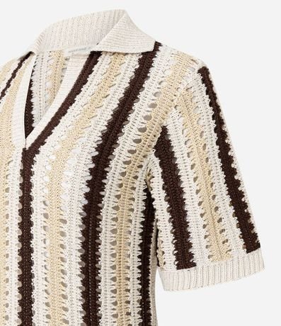 Blusa Boxy Rayada en Punto con Punto Cutout de Efecto Ganchillo 8