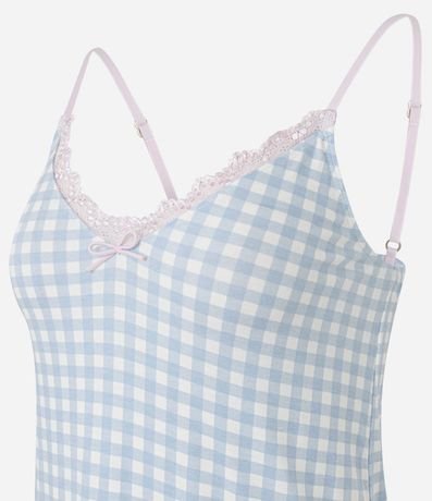 Camisón en Viscolycra Combretel Fino y Estampa de Cuadros Vichy 6
