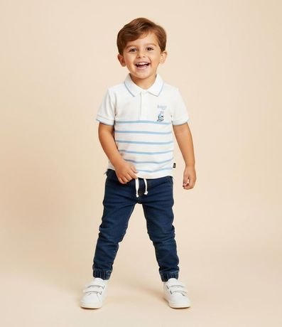 Remera Polo Infantil en Piquet con Estampa de Rayas Bluey - Talle 2 a 6 años