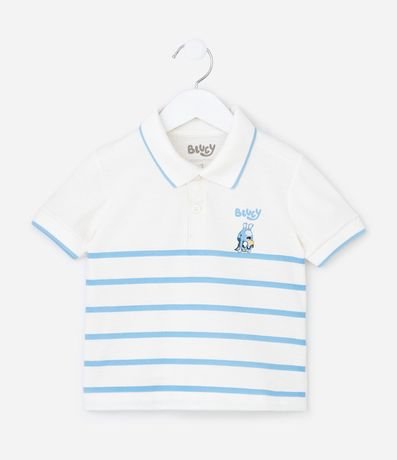 Remera Polo Infantil en Piquet con Estampa de Rayas Bluey - Talle 2 a 6 años